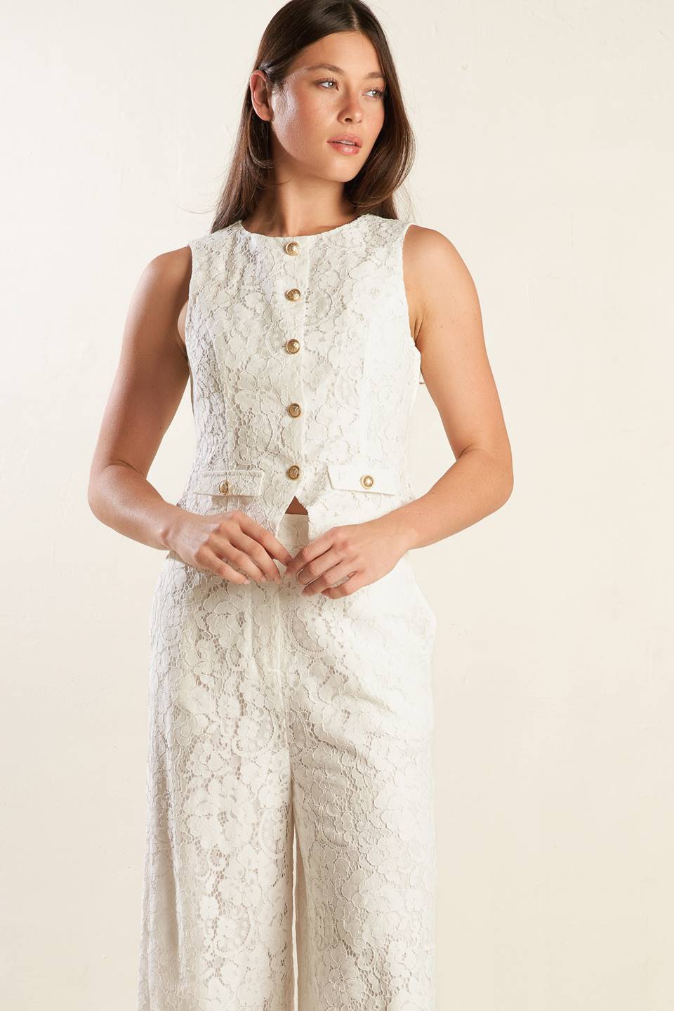 THINK LATER WOVEN LACE VEST Flying Tomato